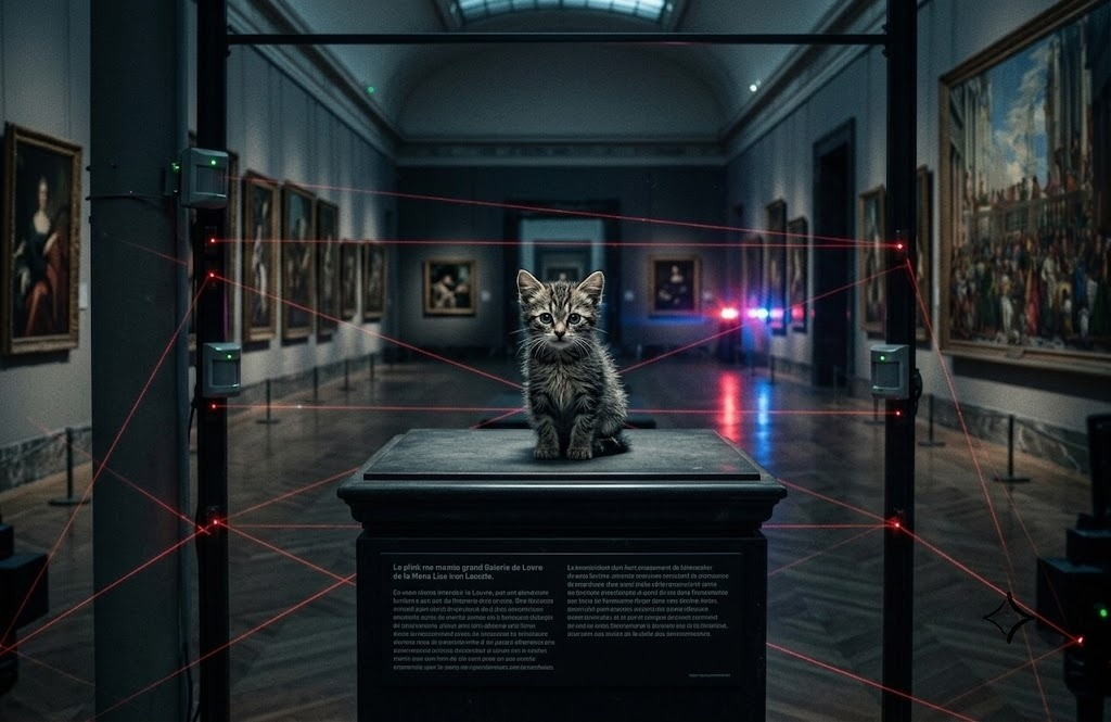Cat in a laser-guarded museum heist