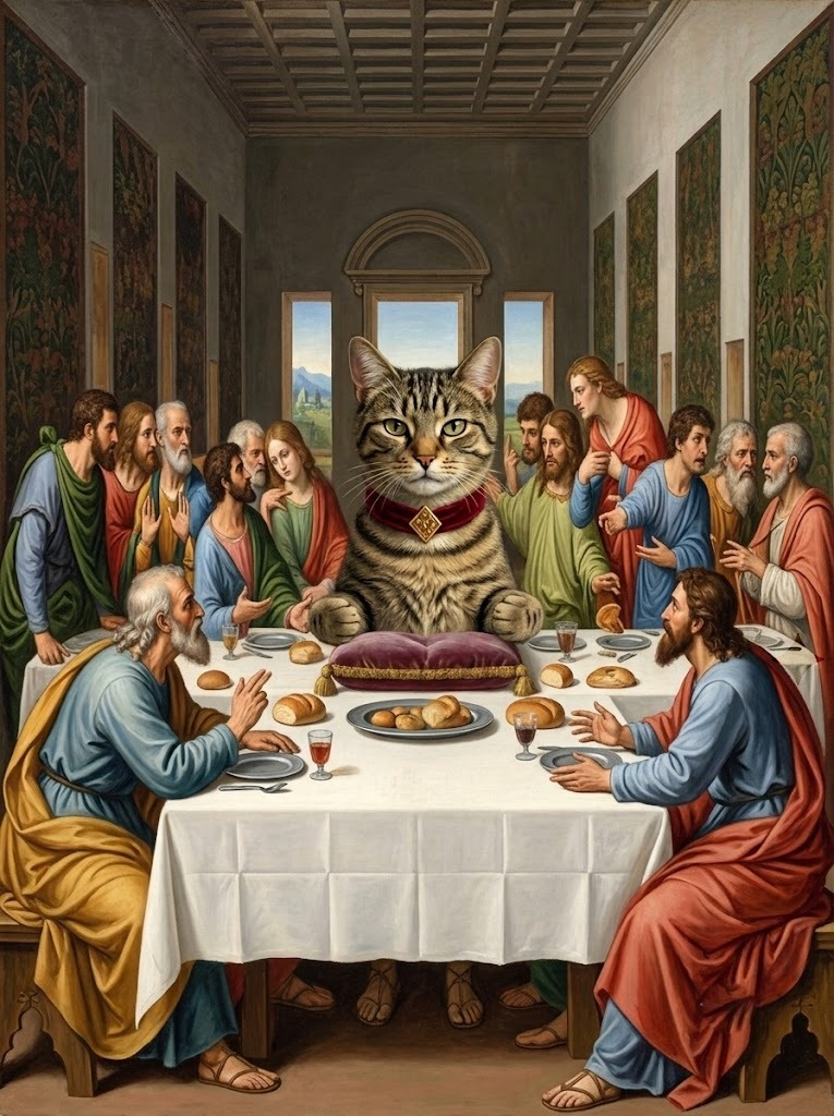 Cat presiding over the Last Supper